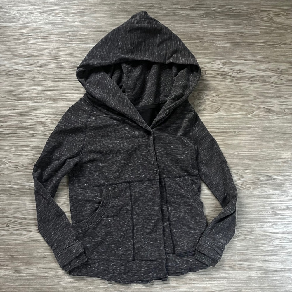 Lululemon Space Dye Charcoal Gray Wrap Hoodie Oversized Hood Size 6